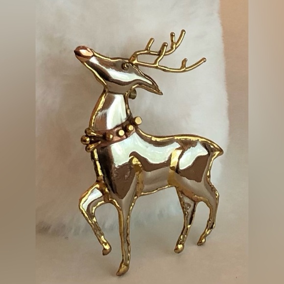 Vintage Mixed Metals Reindeer Brooch/Pendant - Picture 12 of 12